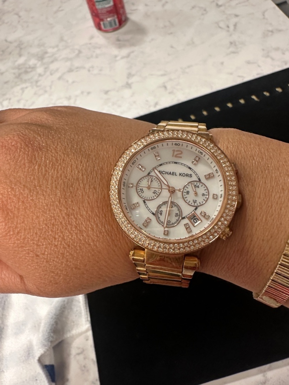 Michael Kors Gold and White Crystal Accent Bracelet Watch - Picture 3 of 3